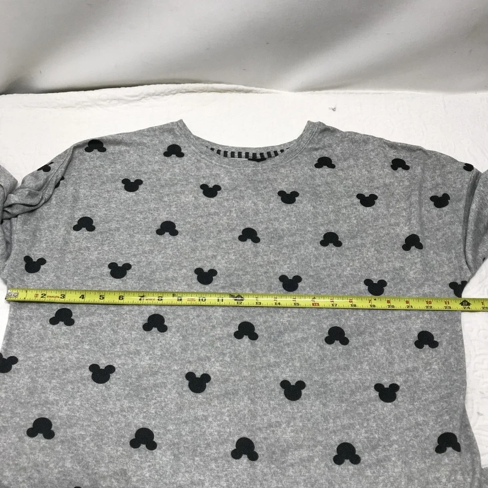Disney Mickey Mouse Ears Pajama Shirt Pant 2pc Set Heather Gray Sz XL Loungewear - Picture 7 of 11